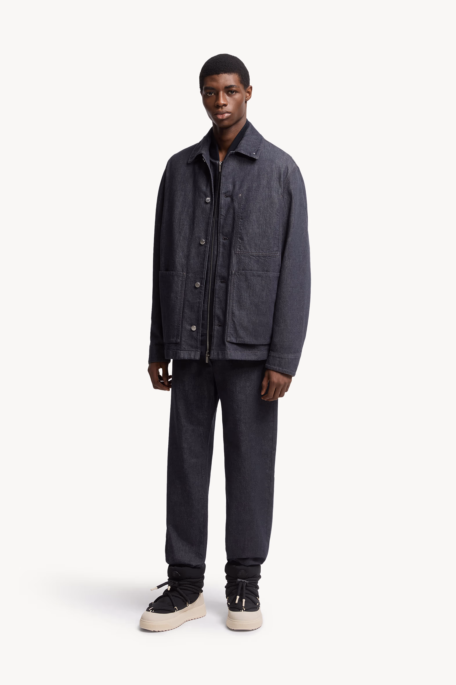 Chaqueta camisera con plumón de tejido vaquero 3 en 1 Forets Hombre Azul Denim Moncler 0